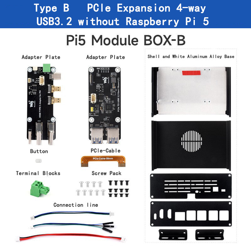 Raspberry Pi 5 Extension All-in-One PCIE Extension Plate Double HDMI 4K Output
