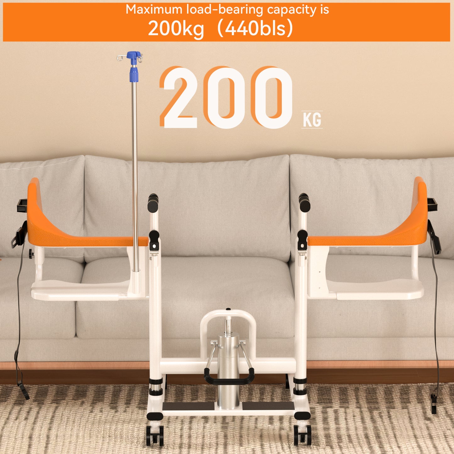 Widen Patient Chair Hydraulic Transferred Lift Wheelchair 180掳Split Seat