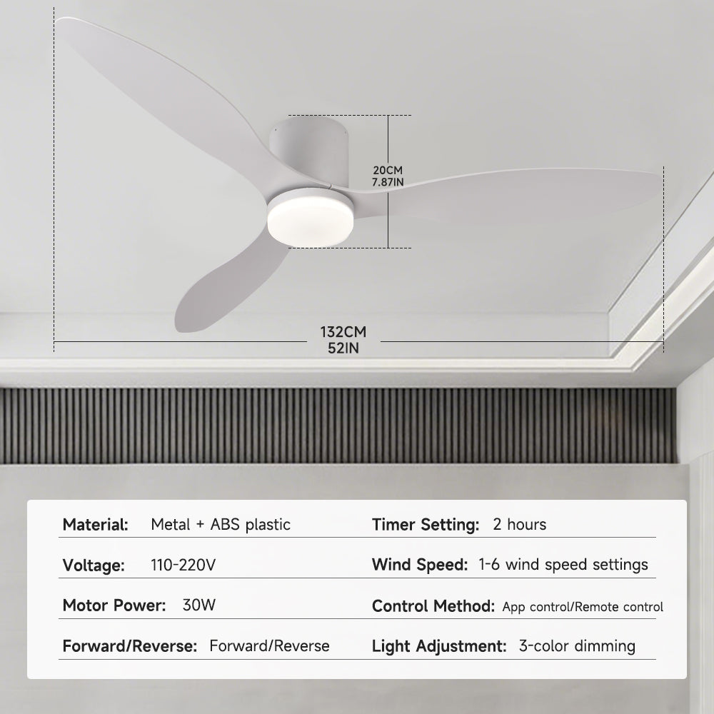 52” Profile Ceiling Fans with Lights Remote/App Control