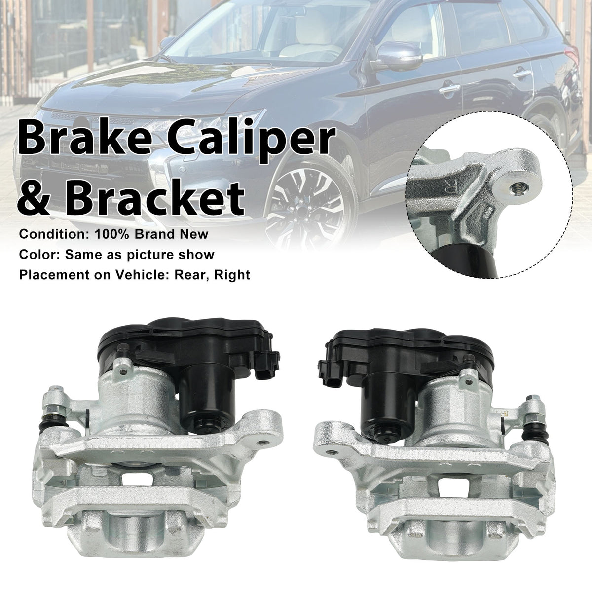 2PCS Rear Brake Caliper 4605C044 Fit Mitsubishi Outlander MK3 2013-2021 w/Motor