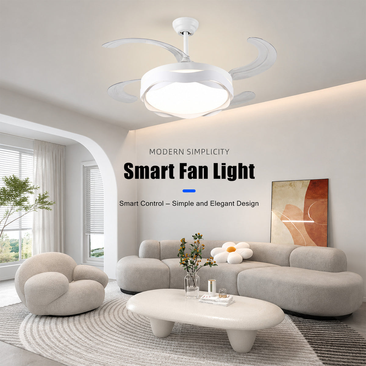 Retractable Ceiling Fan with Lights
