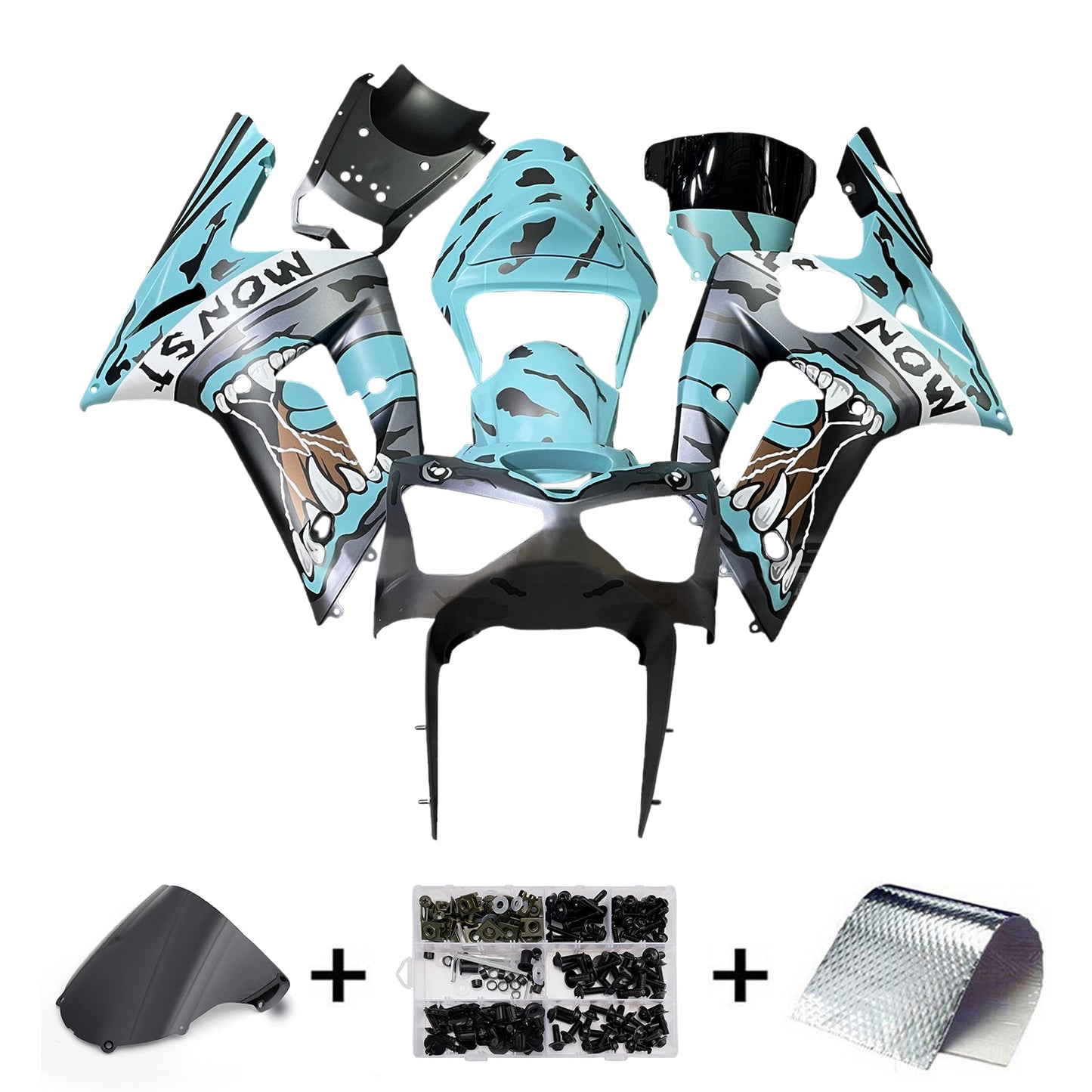 Injection Fairing Kit Bodywork Plastic ABS fit For Kawasaki ZX6R 636 2003-2004