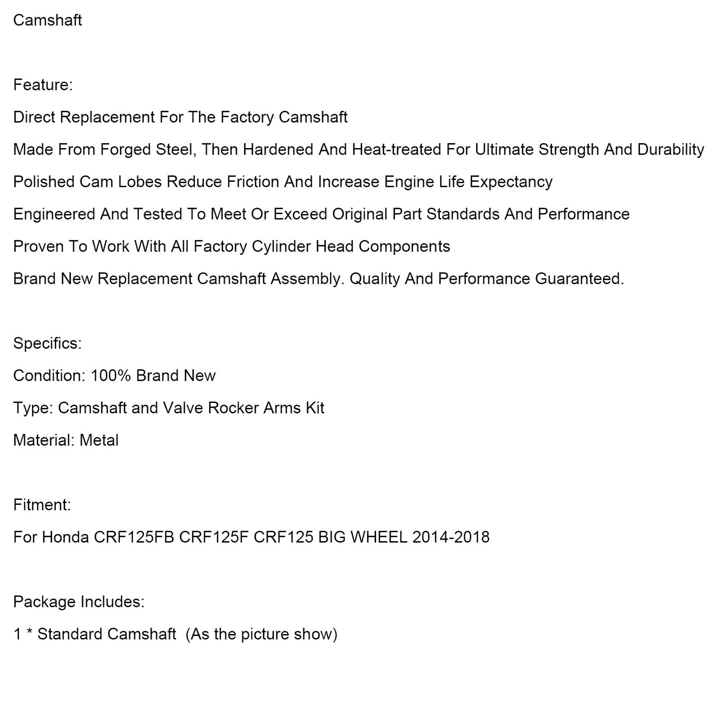 2014-2018 Honda CRF125FB CRF125F CRF125 BIG WHEEL Camshaft Rocker Arm