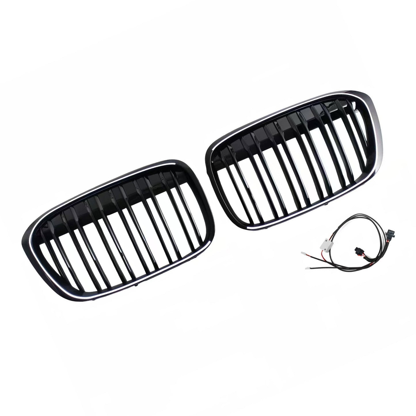 2016-2019 Fit BMW X1 F48 F49 Gloss Black Front Kidney Grill Grille Dual Line