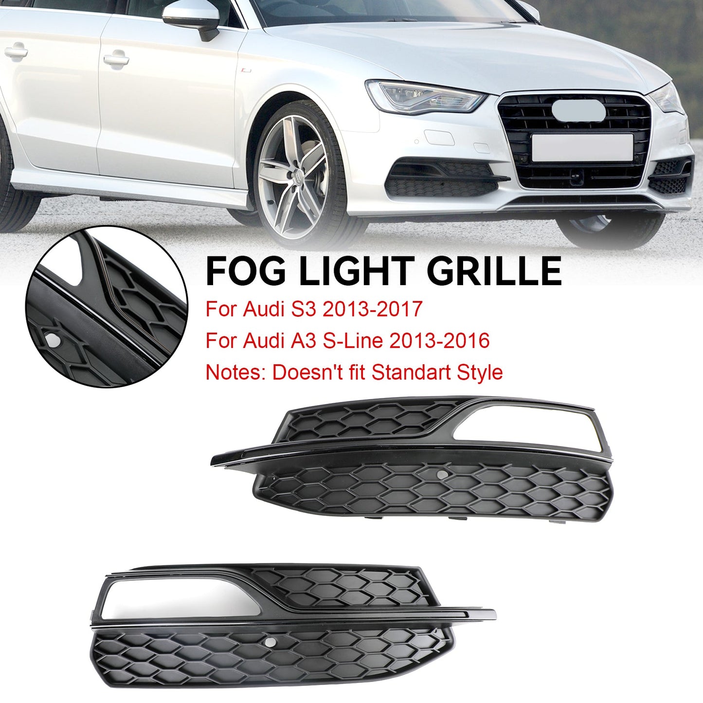 2013-2017 Audi S3 Lower Bumper Fog Light Cover Grill Grille