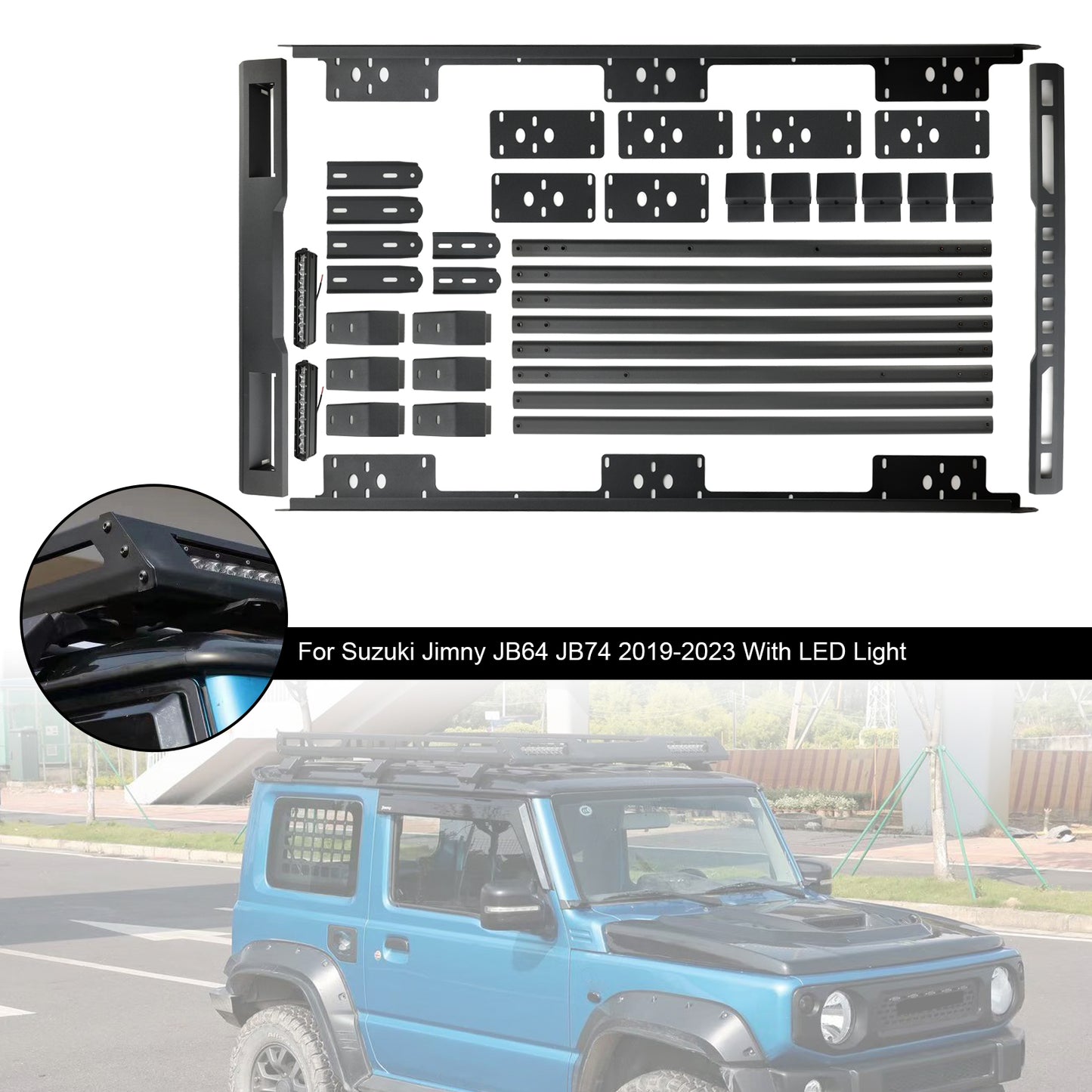 2019-2023 Suzuki Jimny W/ Led Light Aluminium Roof Rack Luggage Rack