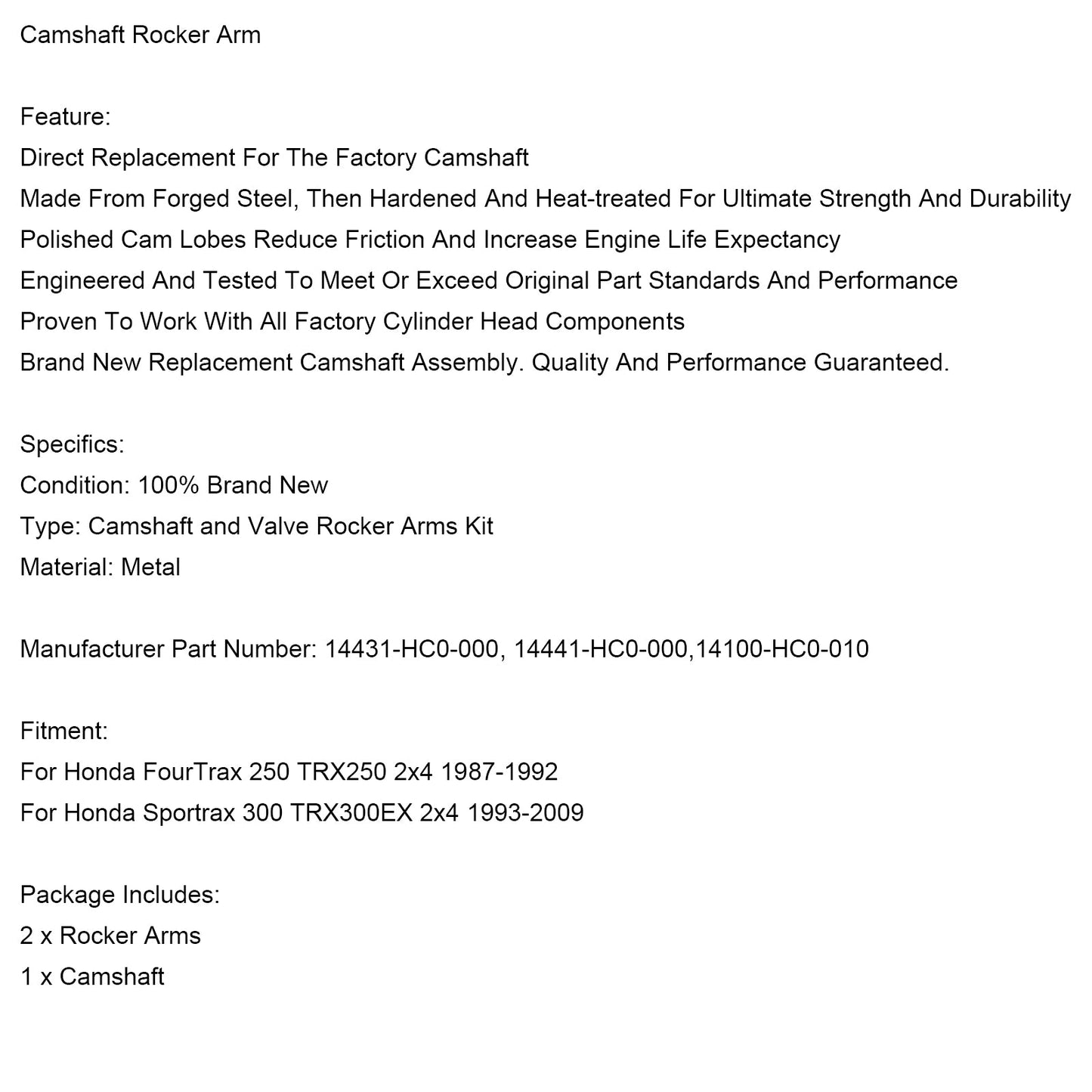 1987-1992 Honda FourTrax 250 TRX250 2x4 Camshaft Rocker Arm 14431-HC0-000