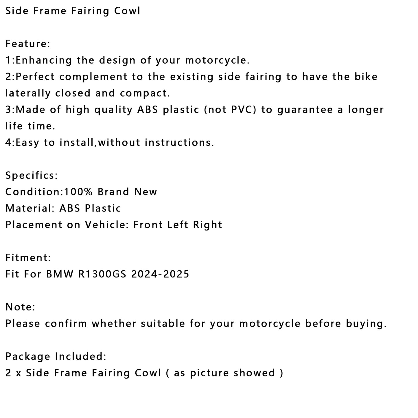 Side Frame Fairing Cowl Guards Radiator Cover For BMW R1300GS 2024-2025