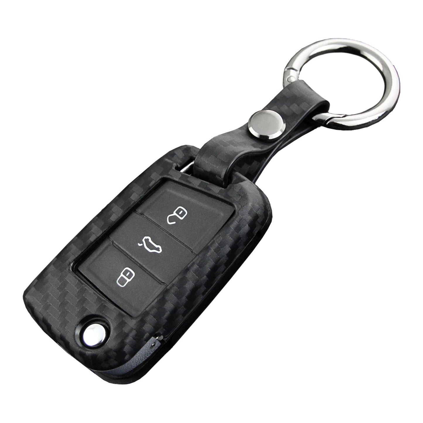 Leather Silicone Car Key Case Cover With Buckle For Volkswagen Golf MK7