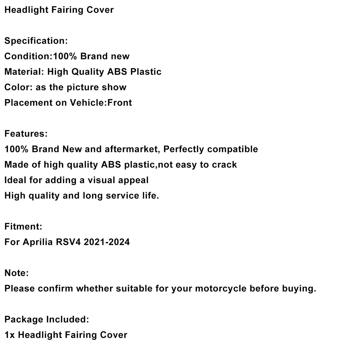 2021-2024 Aprilia RSV4 Headlight Fairing Windshield Cover