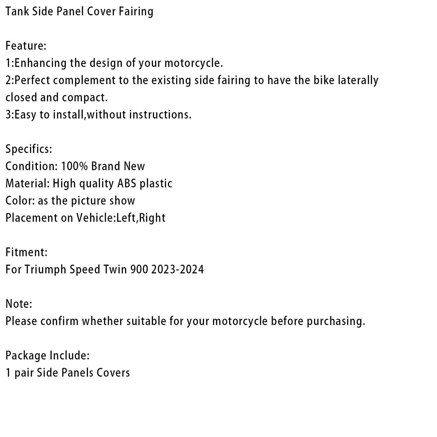 2023-2024 Speed Twin 900 Tank Side Cover Panel Fairing Cowl