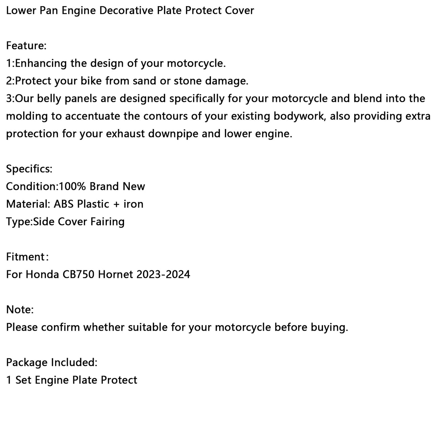 2023-2024 Honda CB750 Hornet Lower Pan Engine Decorative Plate Protect Cover