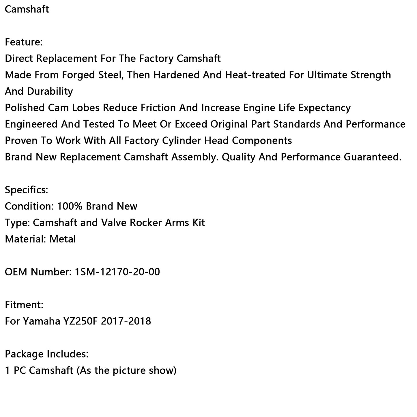 2017-2018 Yamaha YZ250F Camshaft Rocker Arm 1SM-12170-20-00