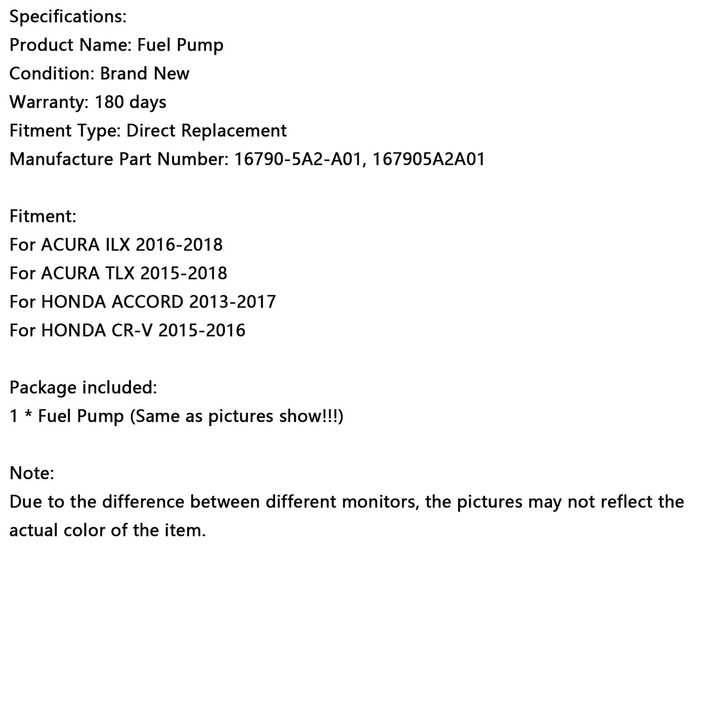 High Pressure Fuel Pump 16790-5A2-A01 Fit Honda Accord 2013-14 Fit Acura 2015-2016