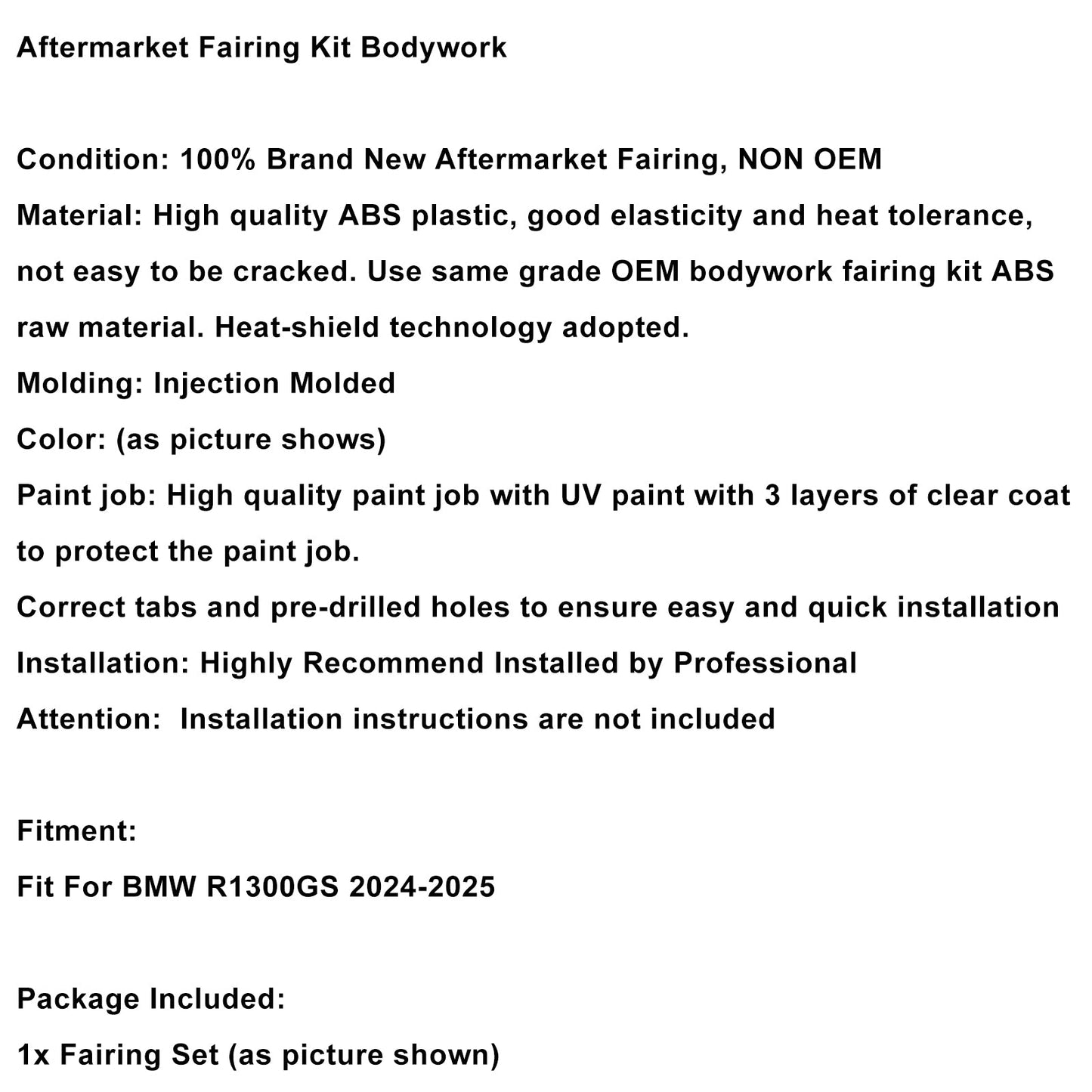 Injection ABS Plastic Bodywork Fairing Kit for BMW R1300GS 2024-2025 10#