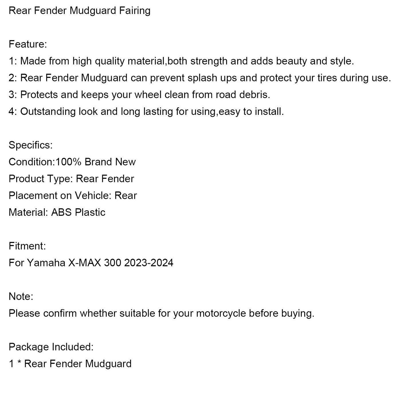 2023-2024 Yamaha X-MAX 300 Front Fender Mudguard Fairing Cowl