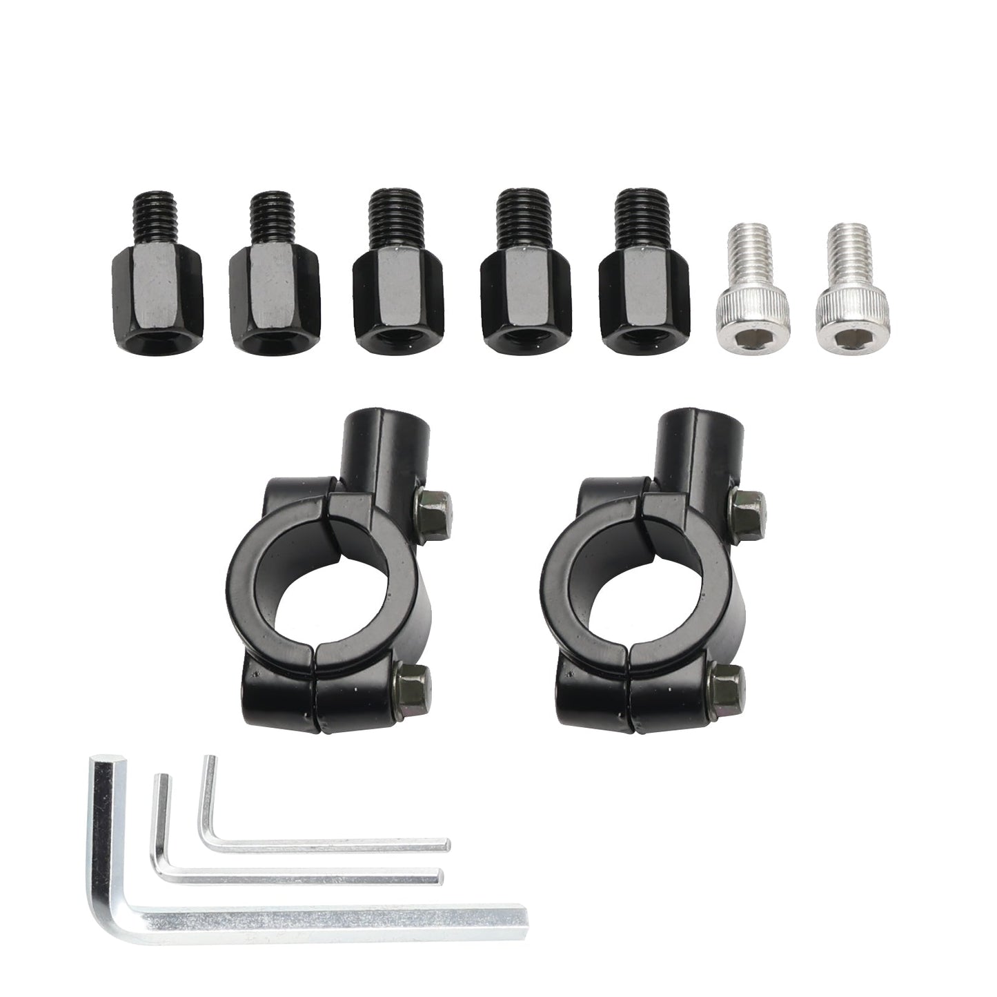 BLACK ROUND PAIR HANDLEBAR MIRRORS SUPERBIKE SUPERMOTO BAR END MIRROR M8 M10