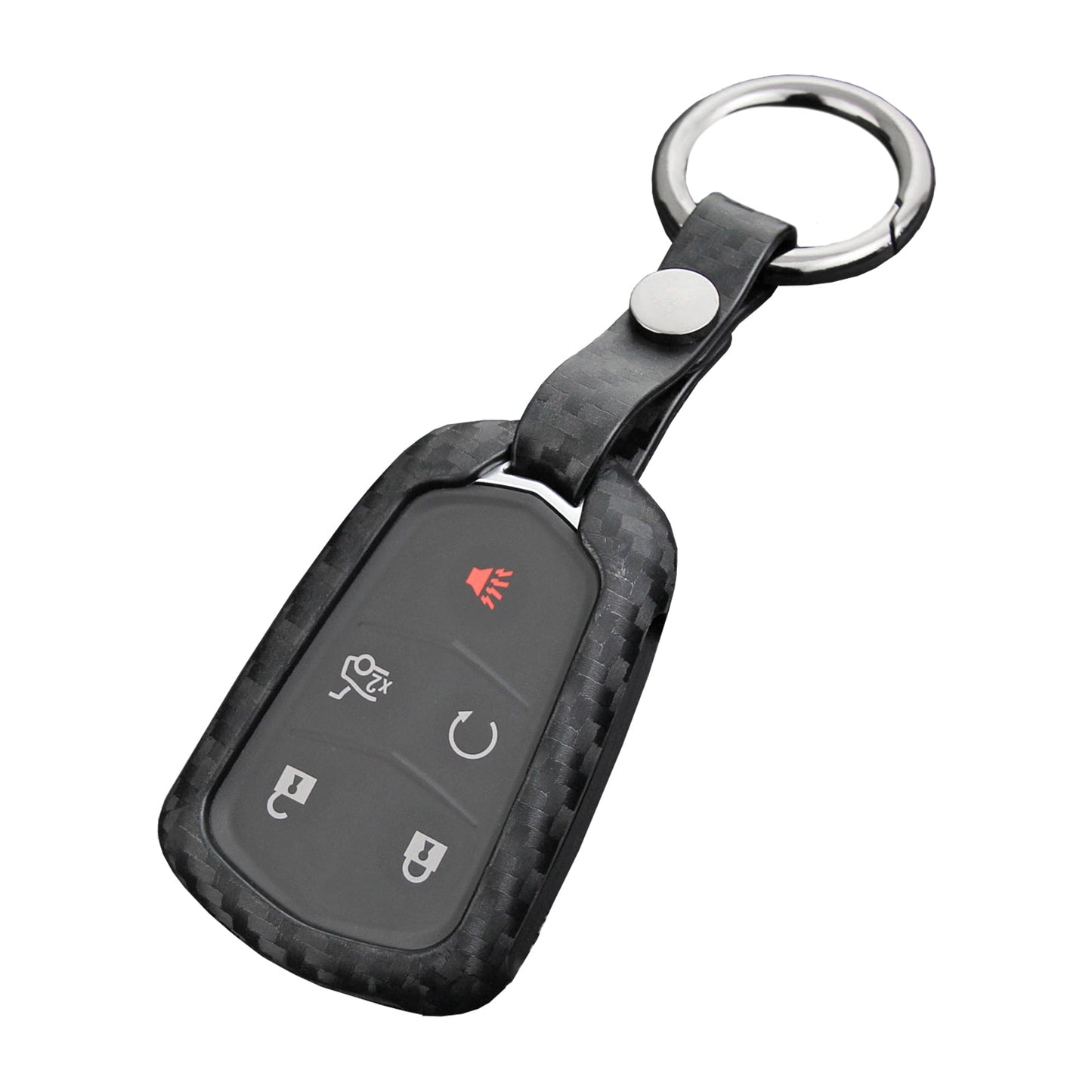 Leather Silicone Car Key Case Cover With Buckle For Cadillac
