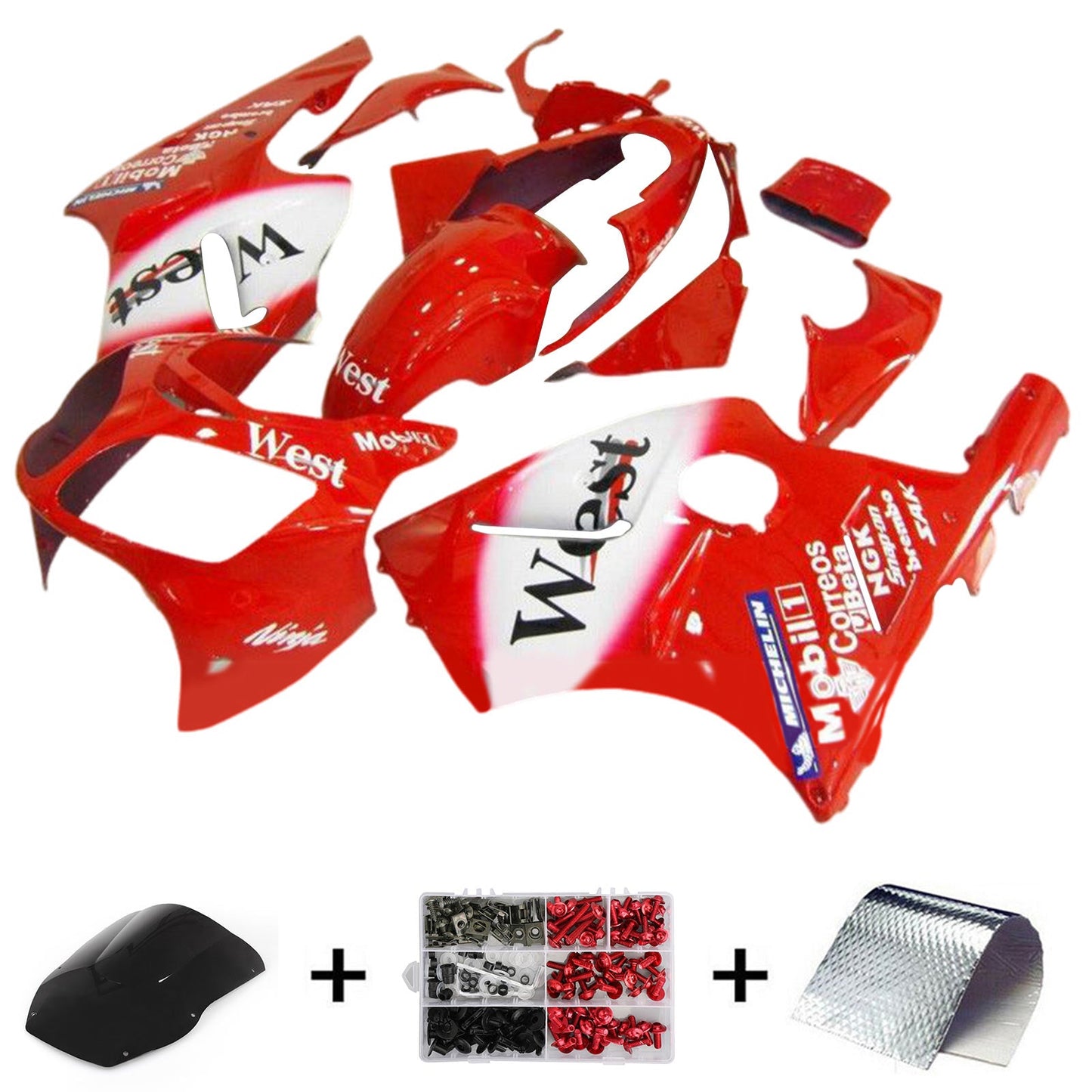 2000-2001 Kawasaki ZX12R Injection Fairing Kit Bodywork Plastic ABS