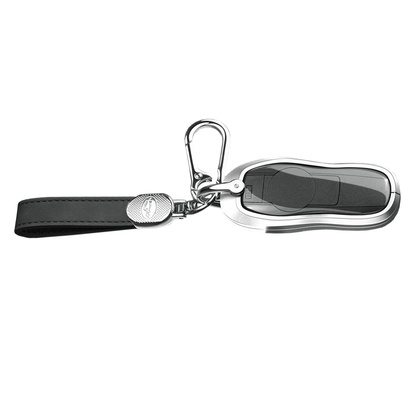 Aluminum Alloy TPU Black Car Key Case Cover With Buckle For Porsche Cayenne 911