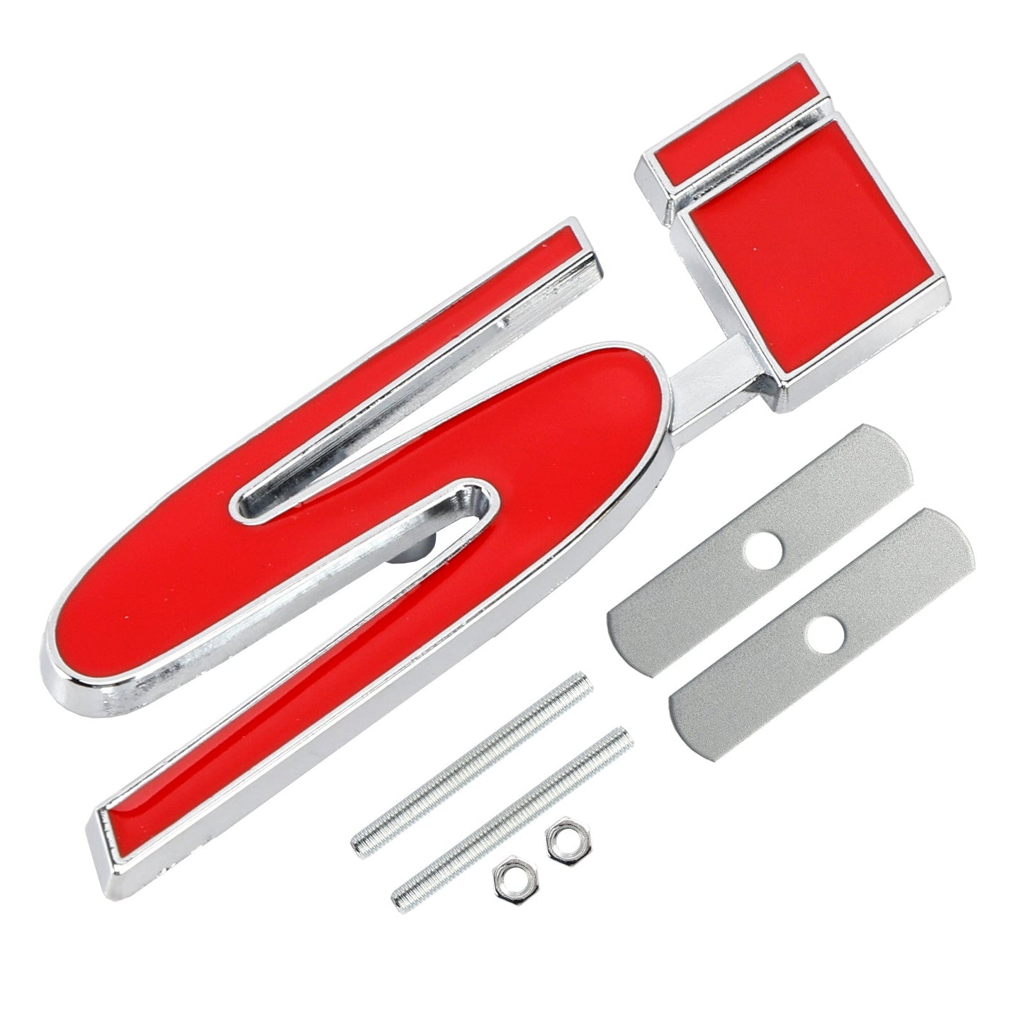 Si Front Grille Emblem Decal Badge for Honda red-silver