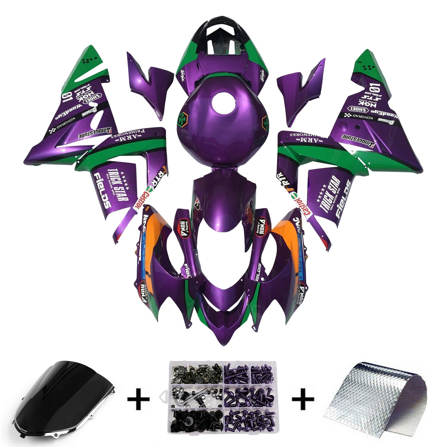 Injection Fairing Kit Bodywork Plastic ABS fit For Kawasaki ZX10R 2004-2005