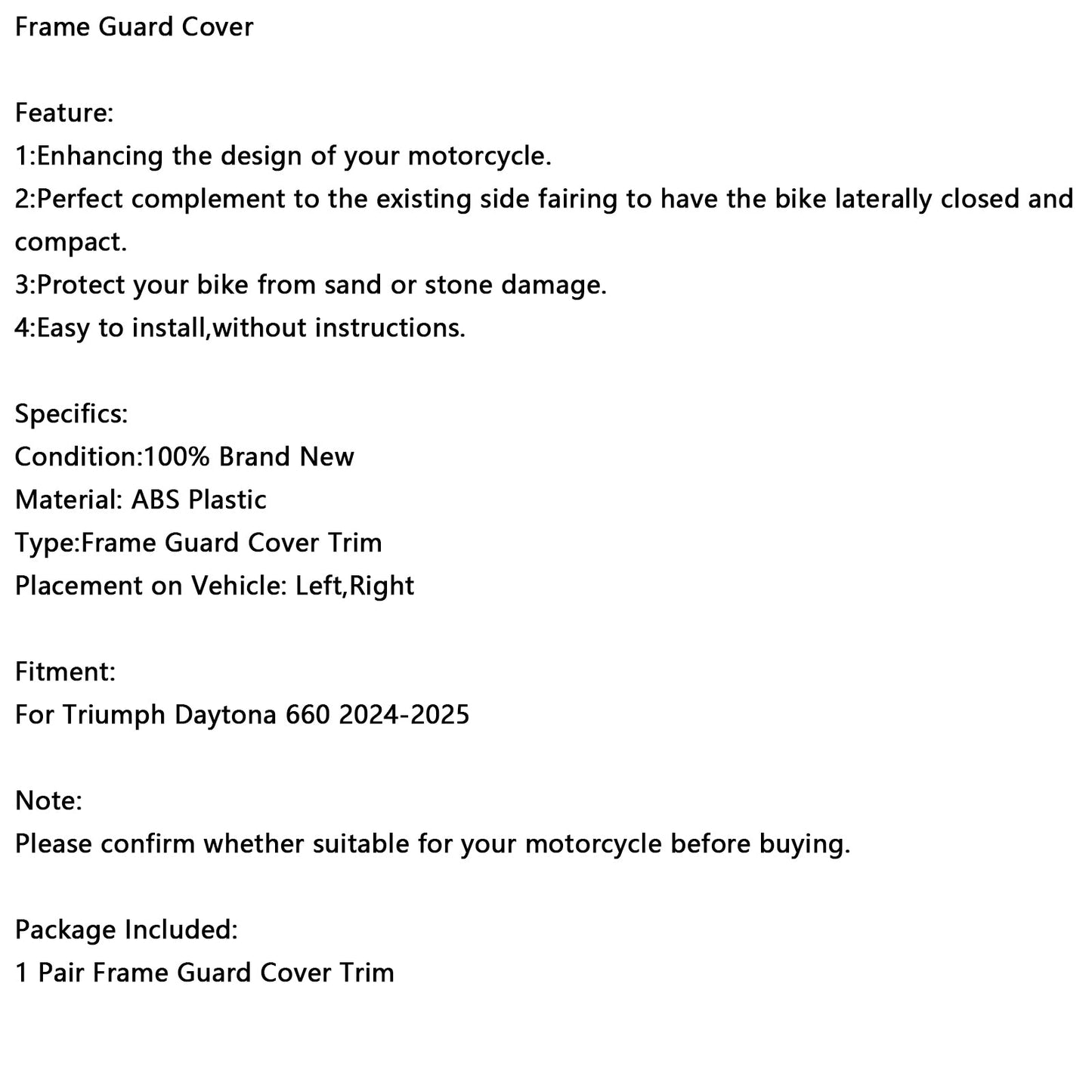 2024-2025 Daytona 660 Frame Side Outrigger Cover Panel Guard Fairing