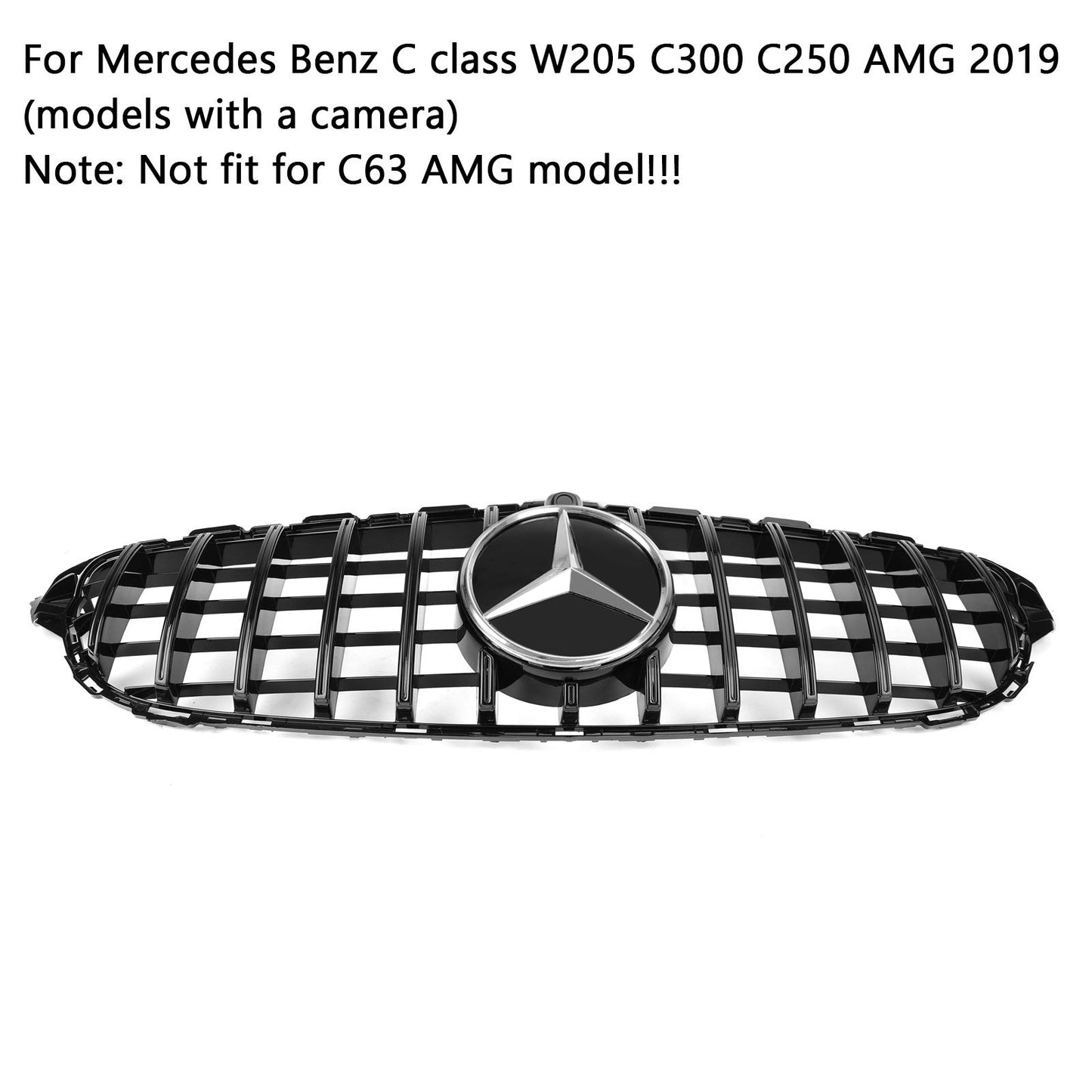 2019-2021 C class W205 C300 C250 Mercedes Benz AMG Grill Grille W/Camera GTR Style