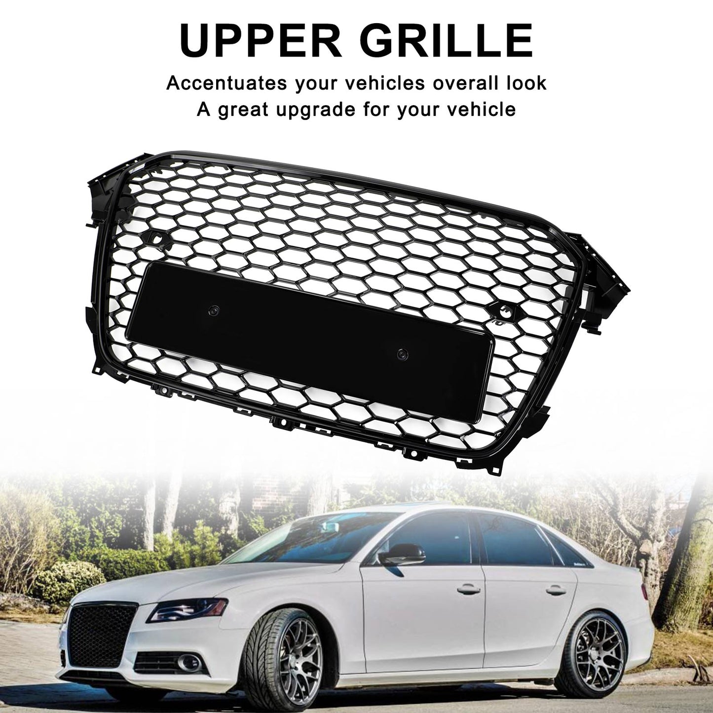 2013-2016 Audi A4 S4 Mesh Front Bumper Grille Grill Gloss Black RS4 Style