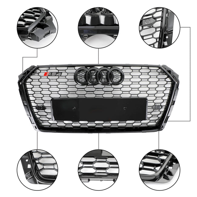 Audi A4 2017-2019 Honeycomb Mesh Hex Car Grille Grill RS4 Style Black