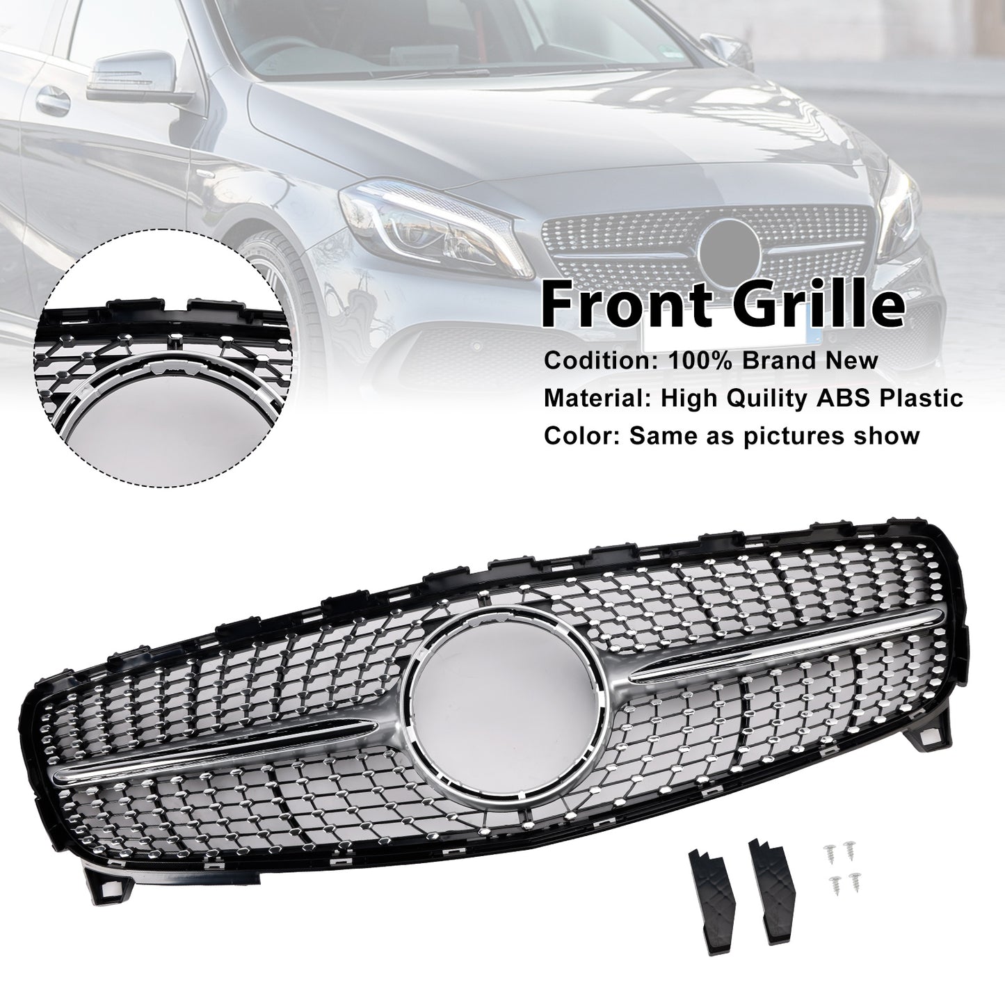 2016-2018 W176 A CLASS MERCEDES BENZ Girll Diamond Front Bumper Grille Grill