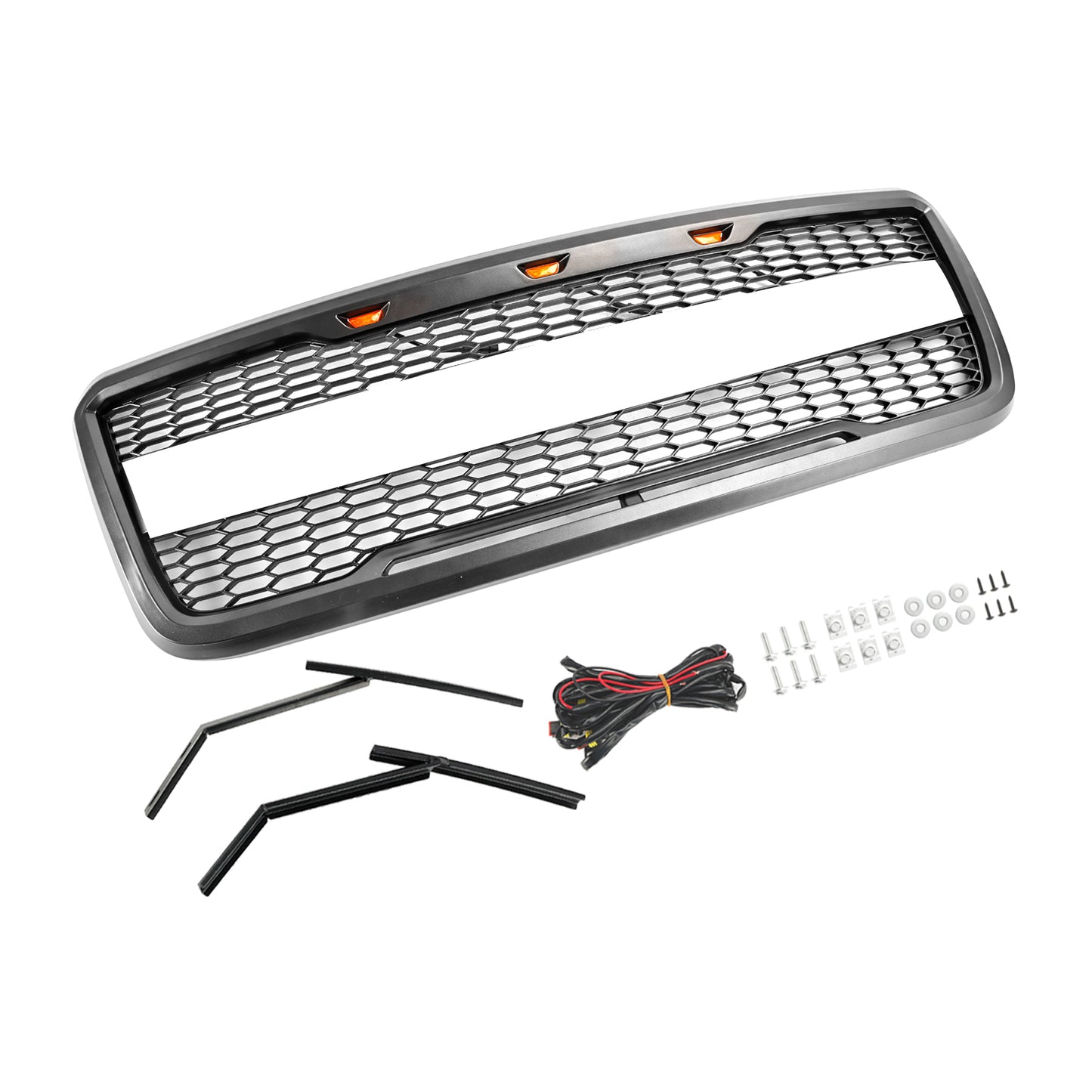 Raptor Style Front Mesh Hood Grille Grill Fit Ford F150 2004-2008 With LED