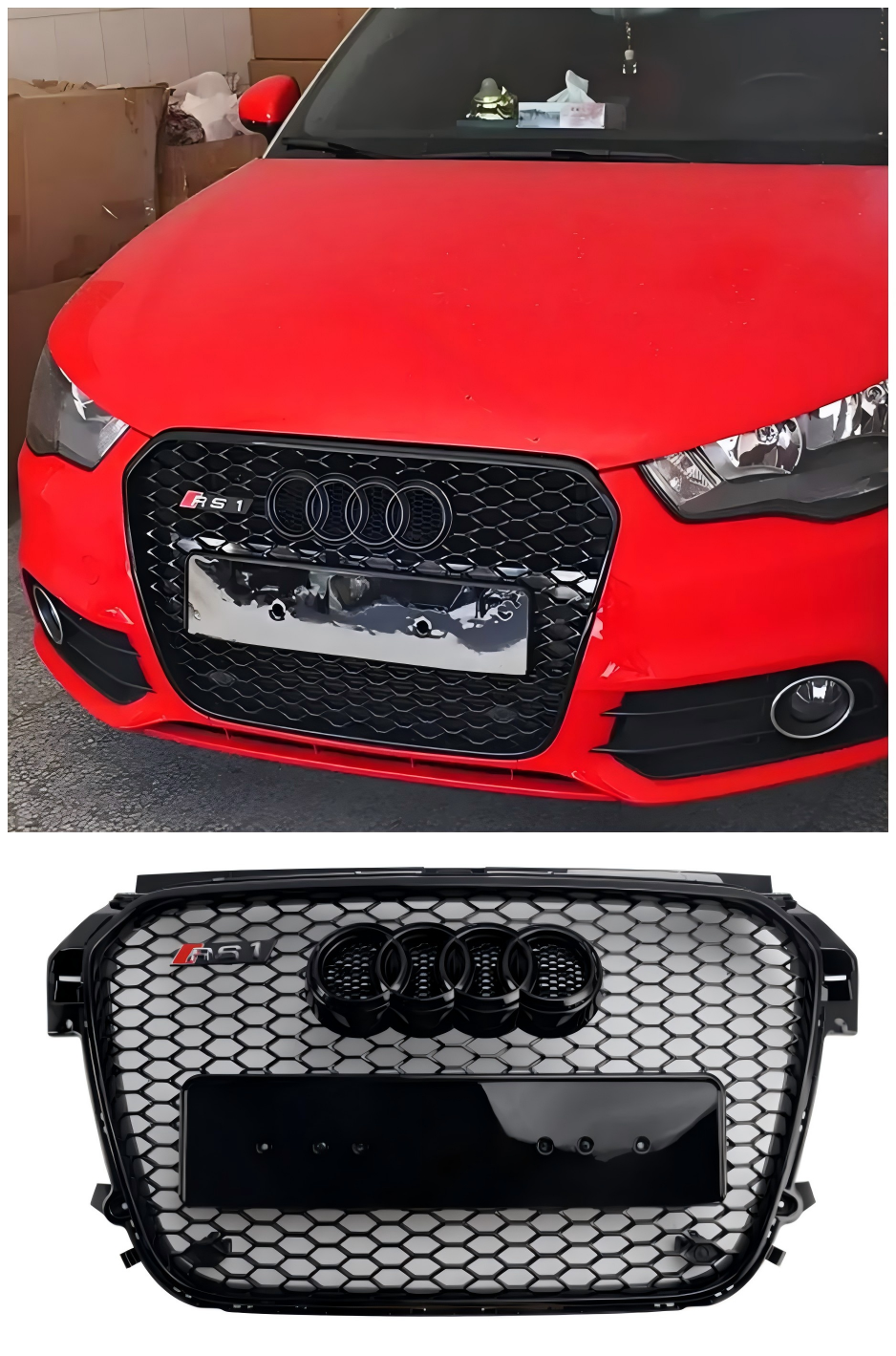 2010-2014 Audi A1 S1 Pre-Facelift Gloss Black Front Honeycomb Bumper Grill Grille