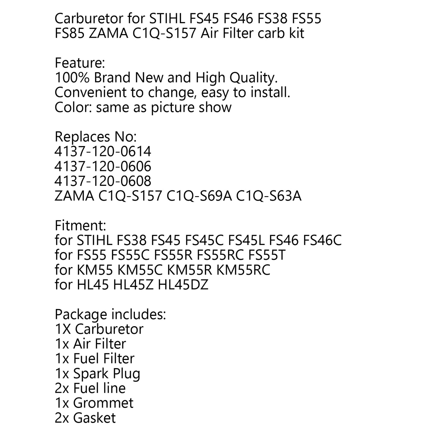 Carburetor For Stihl FS85 FS75 FS80 KM85 HS75 HS80 HS85 Carb Air Fuel Filter Kit