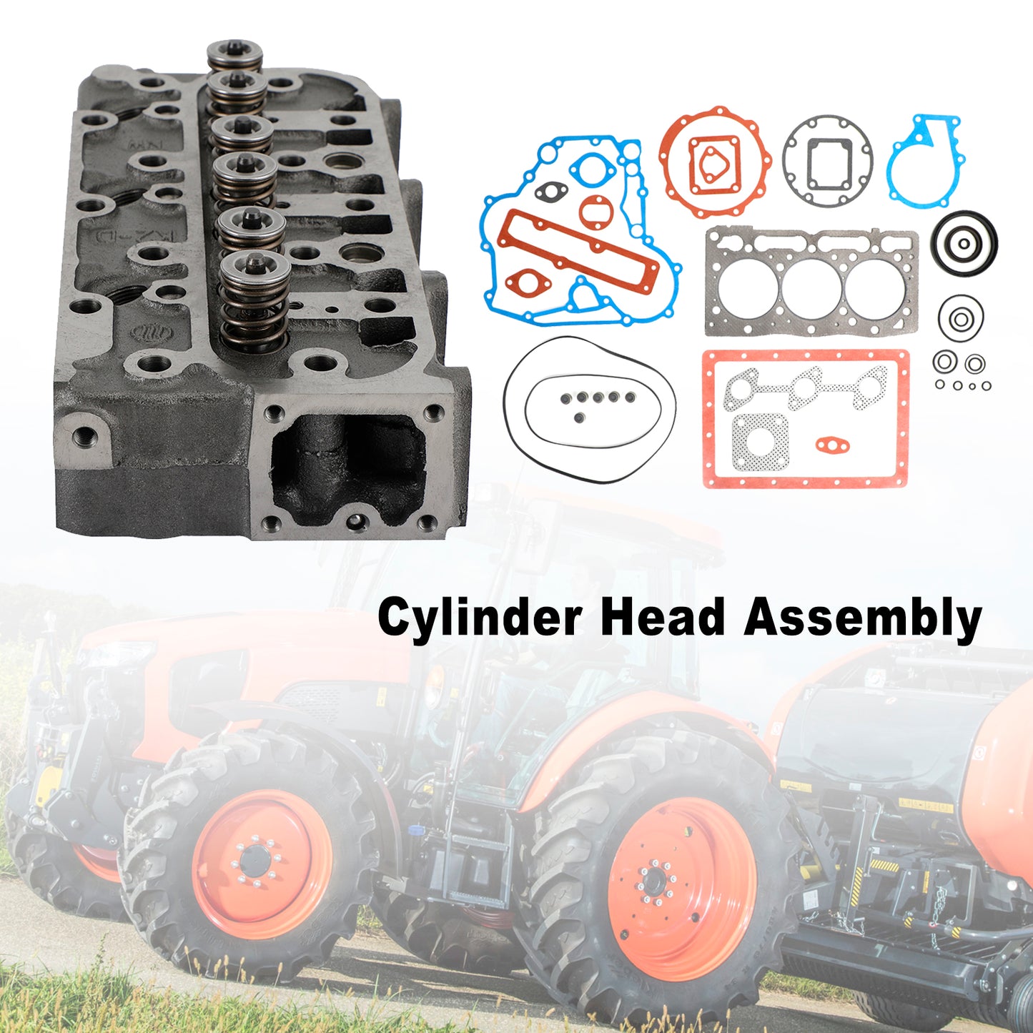 Complete Cylinder Head With Valve Spring & Gasket Kit Fit For Kubota D1105 RTV1100
