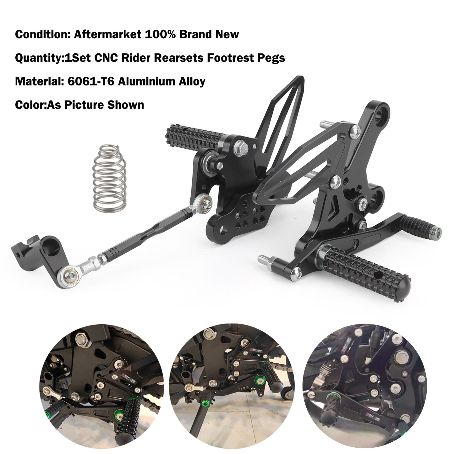 2019-2022 Kawasaki Z400 Adjustable CNC Rider Rear Set Rearsets Footrest Foot Rest Pegs