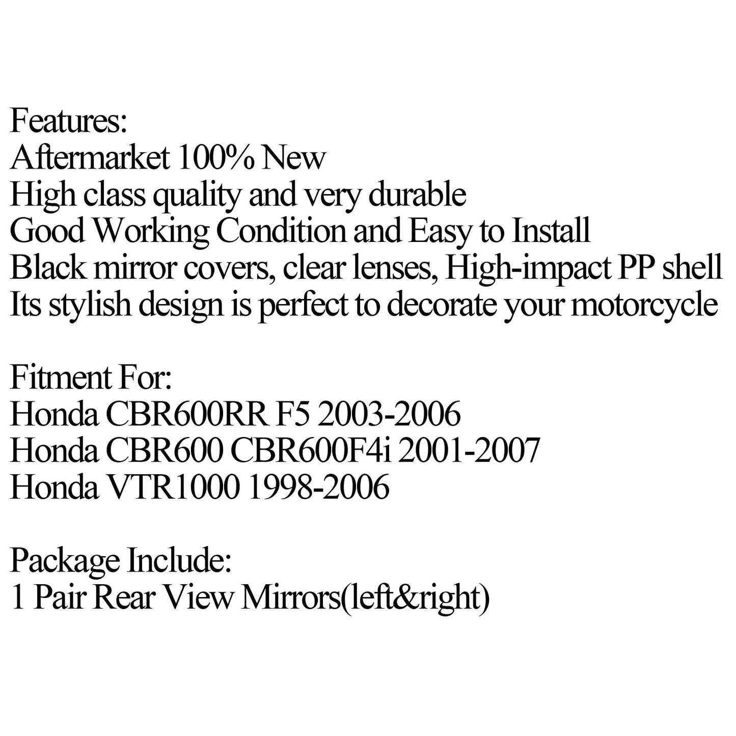 1998-2006 Honda VTR1000 Pair Motorcycle Rear view Mirrors