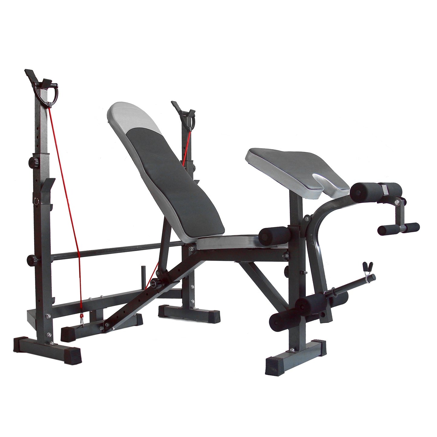 Full Body Workout Weight Bench Adjustable Folding Bench Press W/Barbell Rack