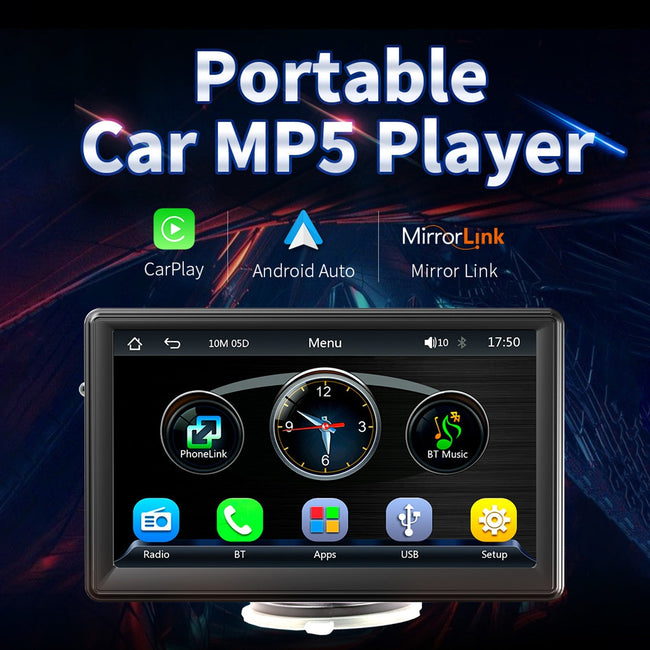 7" Bluetooth Wireless Carplay Stereo Radio FM Car MP5 Player + 4 LED Camera