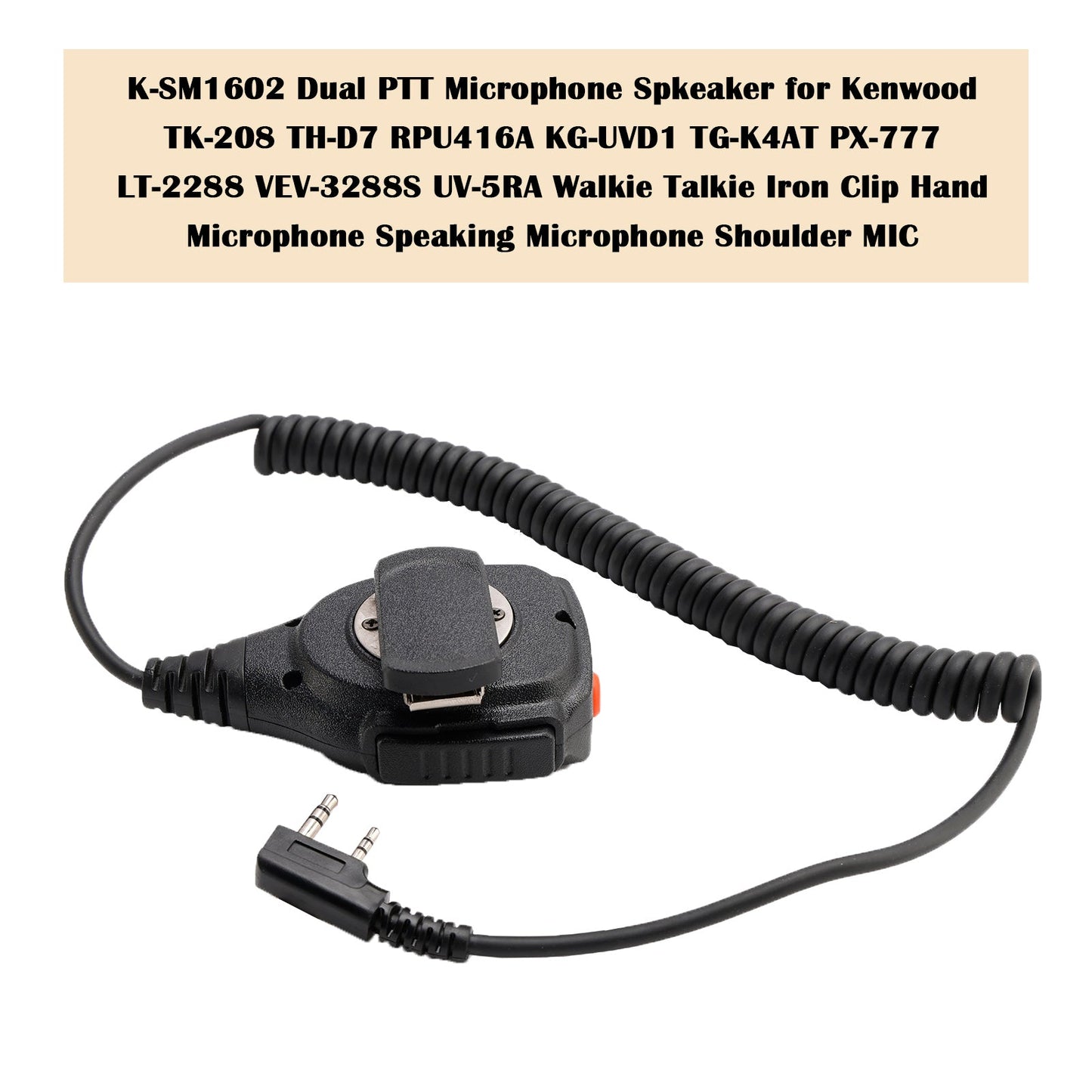 K-SM1602 Dual PTT Microphone Speaker For TK-220 TH-F6 RPV516A KG-UVD1P PX-666