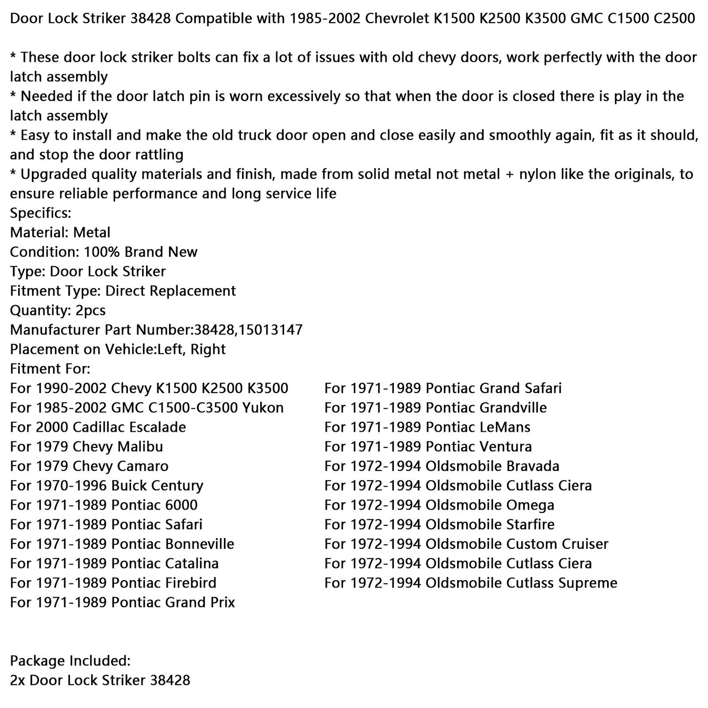 1972-1994 Oldsmobile Starfire Yukon Door Lock Striker 38428 38428,15013147