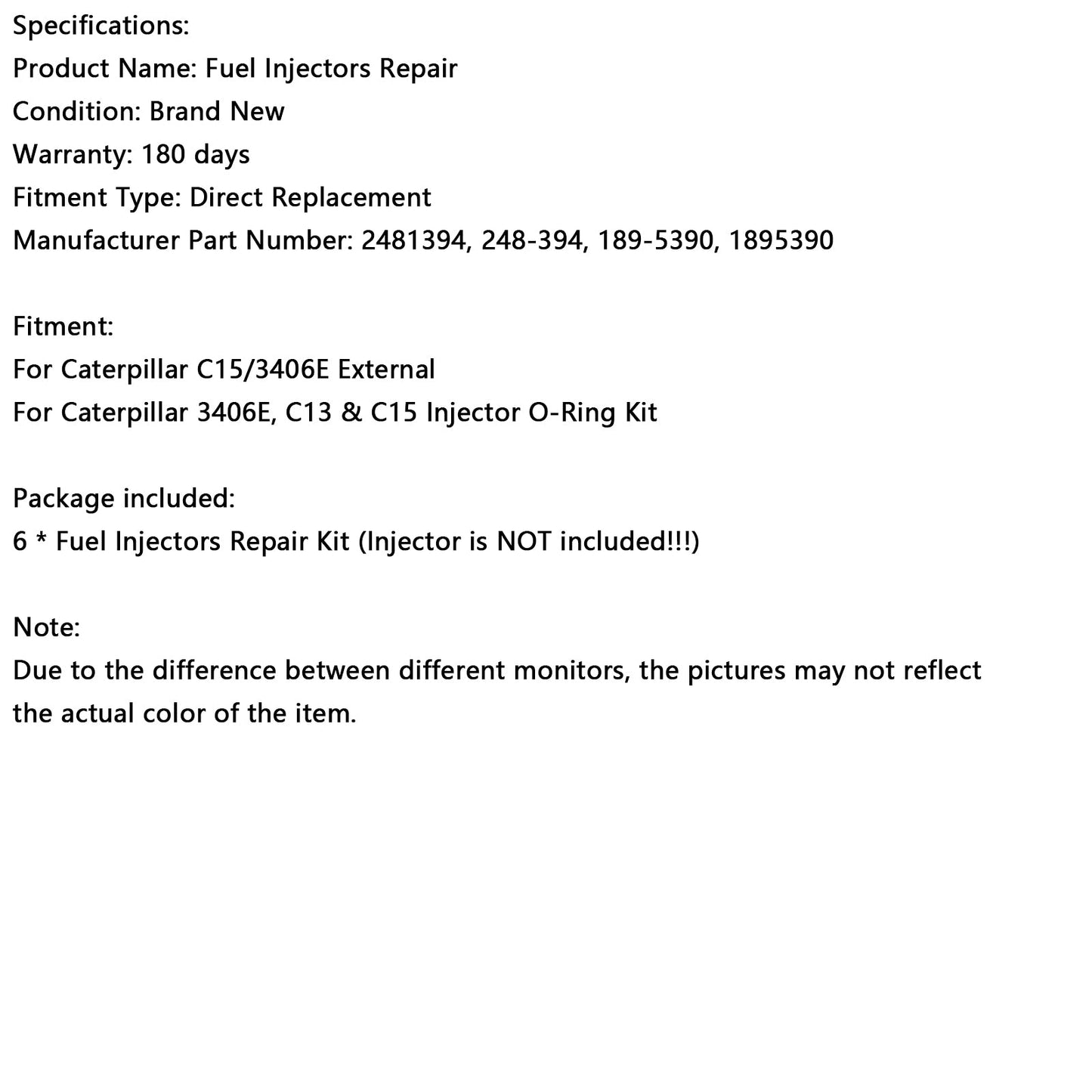 CAT C15/3406E External 6PCS Fuel Injectors Seal O-Ring Kit Fit Caterpillar 2481394 248-394 189-5390 1895390