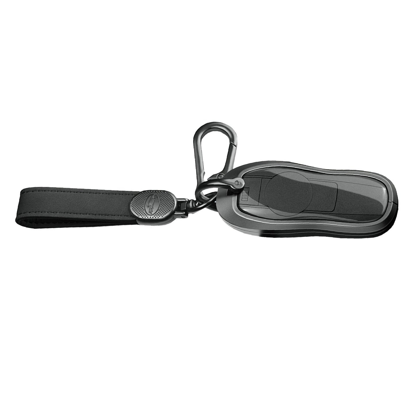 Aluminum Alloy TPU Silvery Car Key Case Cover With Buckle For Porsche Cayenne