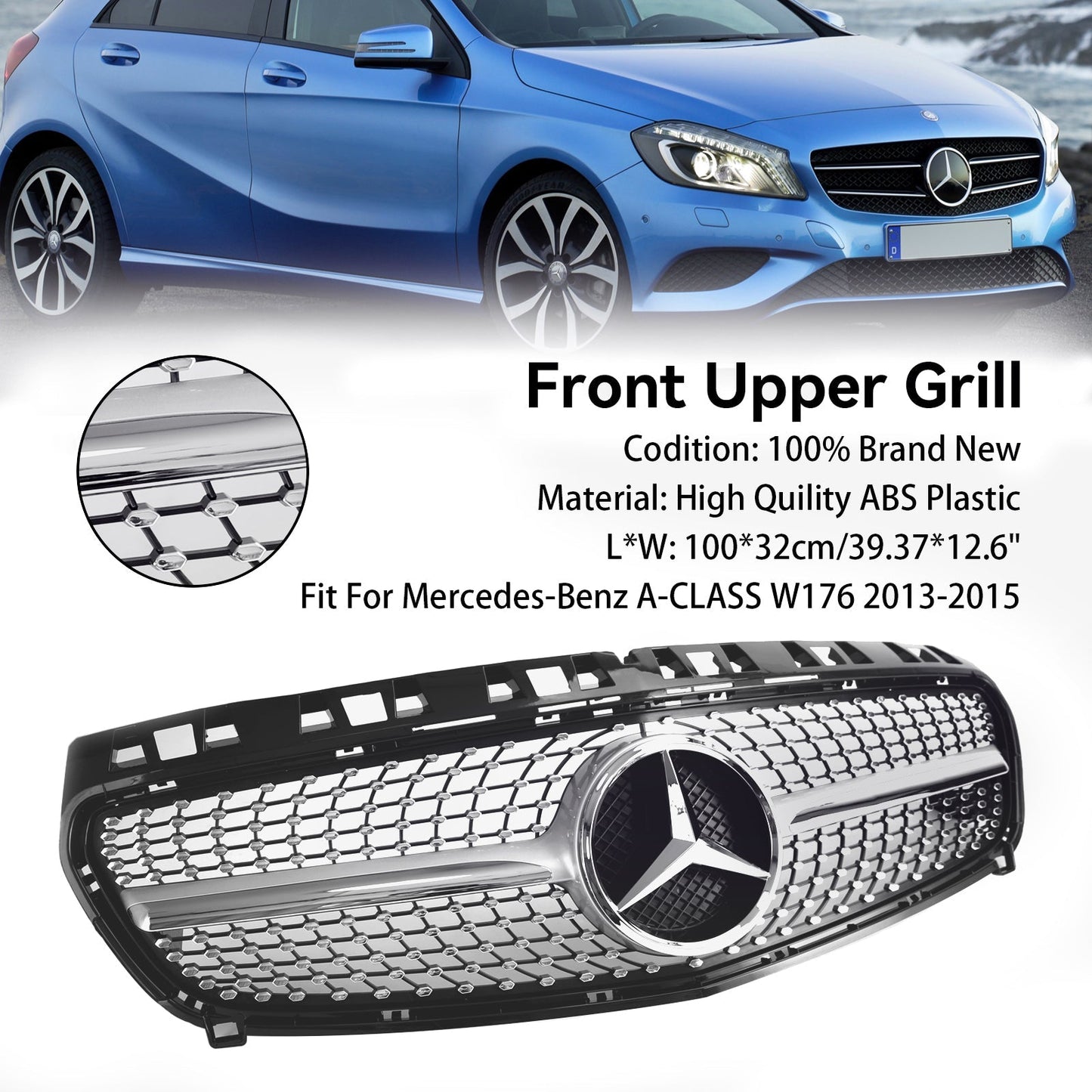 A CLASS W176 2013-2015 Mercedes Benz Grill Car Front Bumper Grille Grill Black/Chrome
