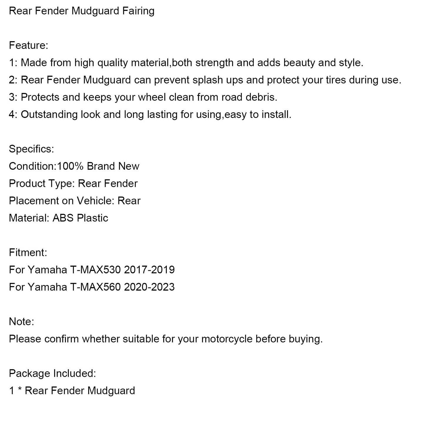 2020-2023 Yamaha T-MAX560 Rear Fender Mudguard Fairing