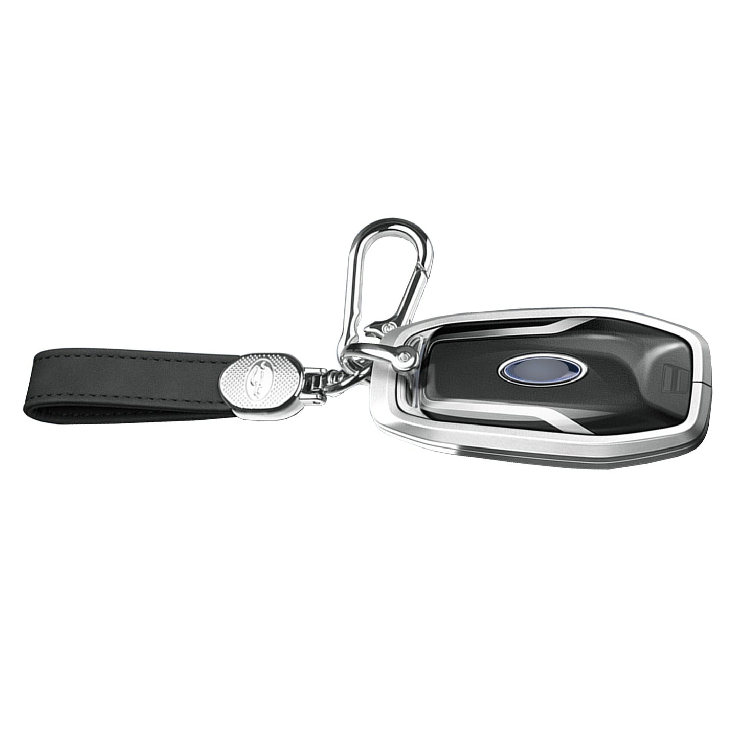 Aluminum Alloy TPU Silvery Car Key Case Cover With Buckle For Ford