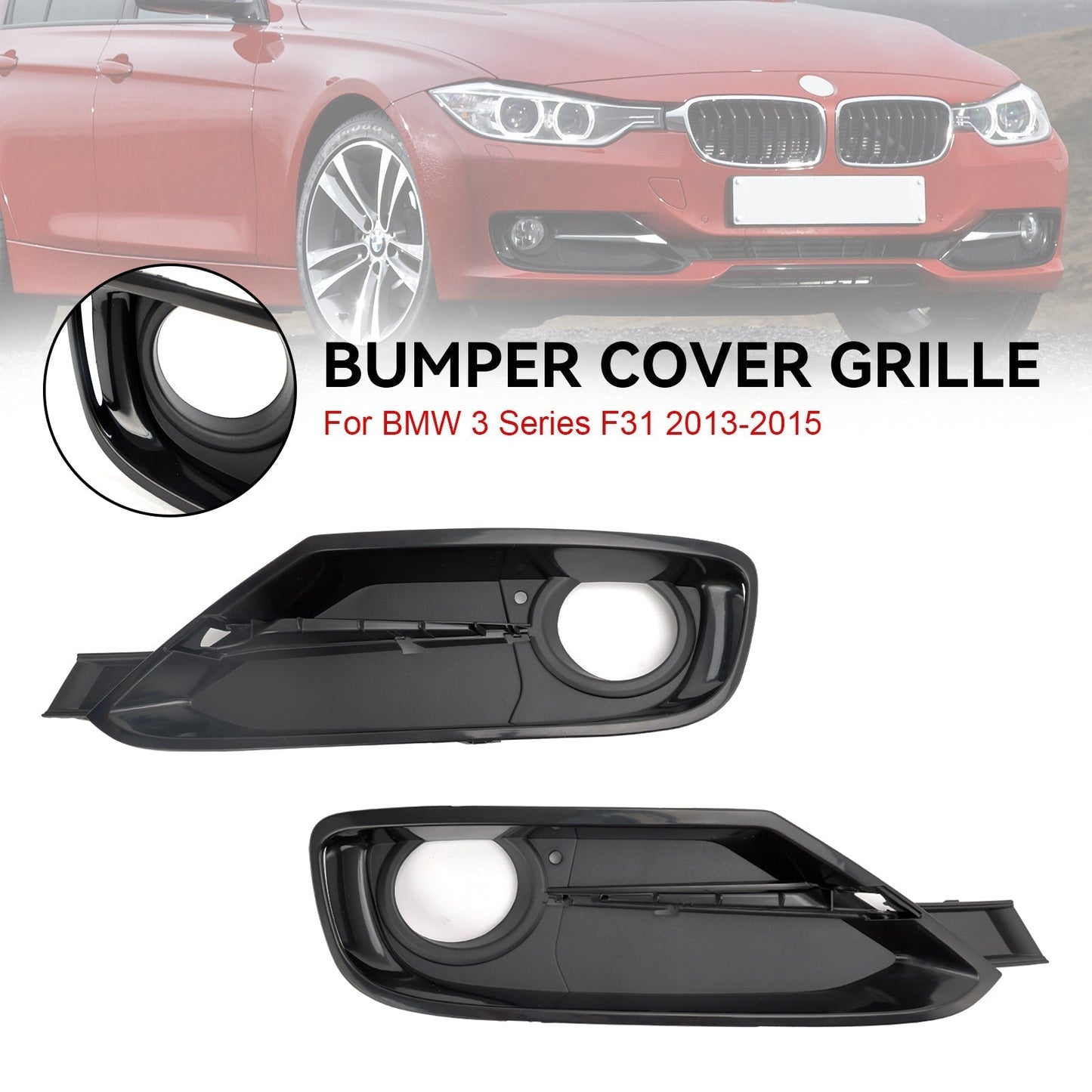2013-2015 BMW 3 Series F30 320 328 335 Front Bumper Fog Light Grille Covers 2PCS