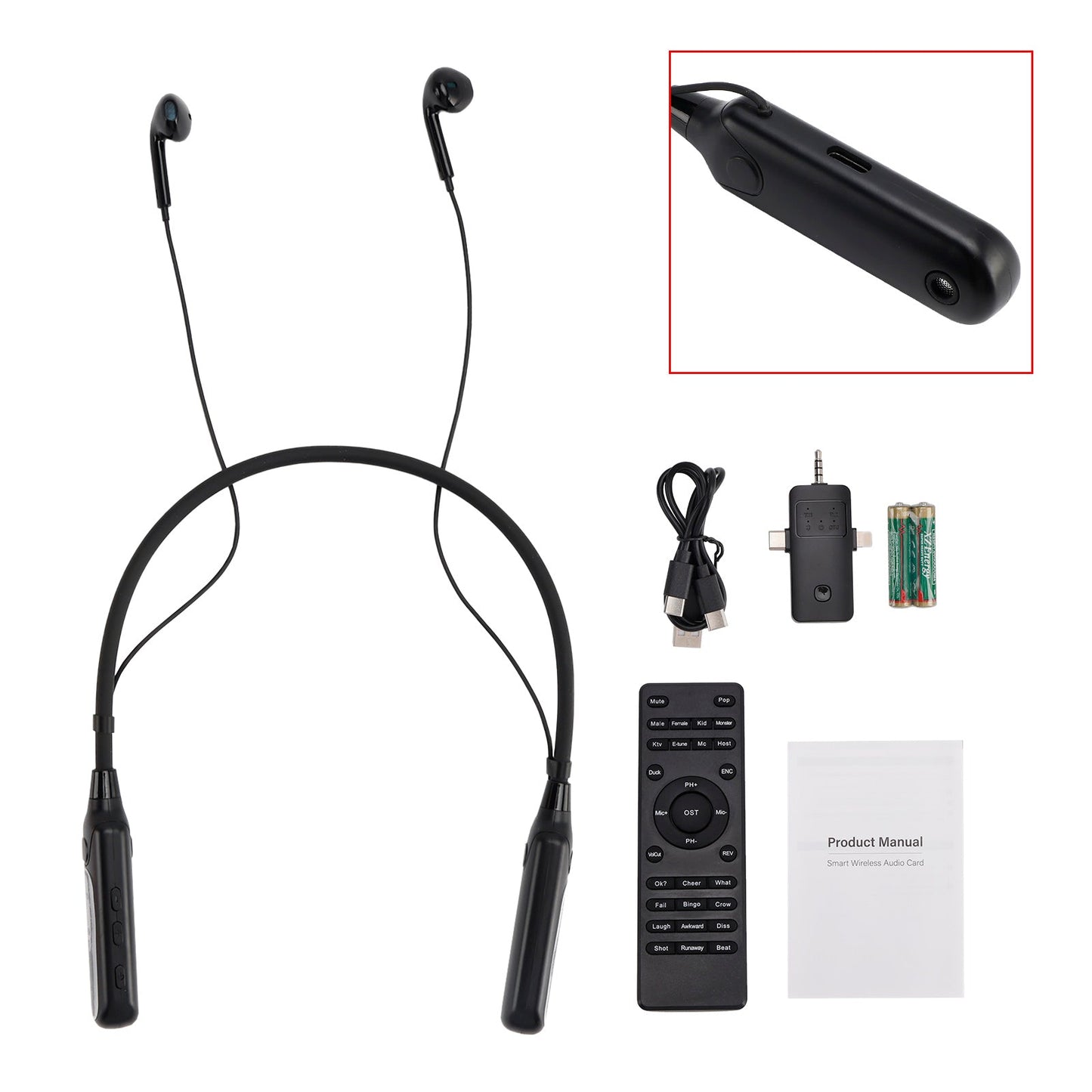 Wireless Sound Card Complete Neckband Live Streaming Earphones for Phone PC TV