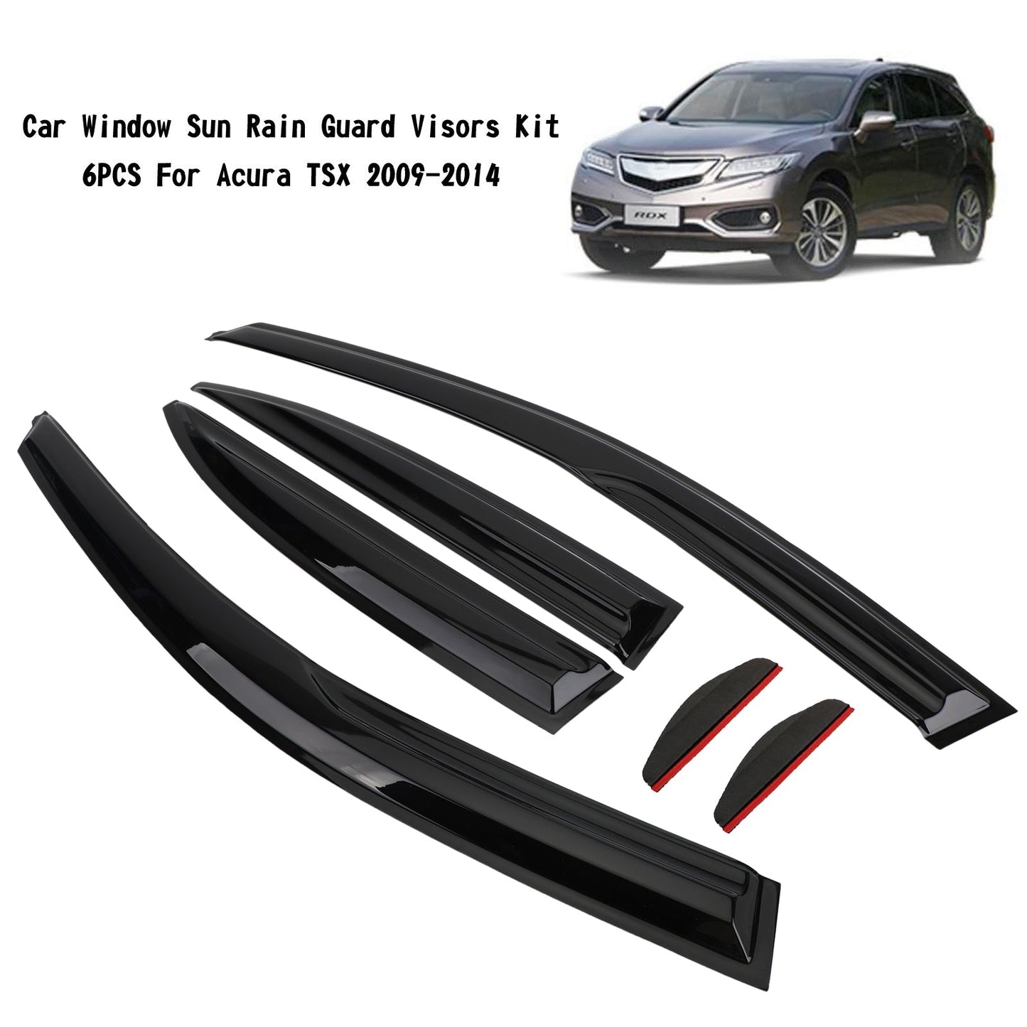 Car Window Sun Rain Guard Visors Kit 6PCS For Acura TSX 2009-2014