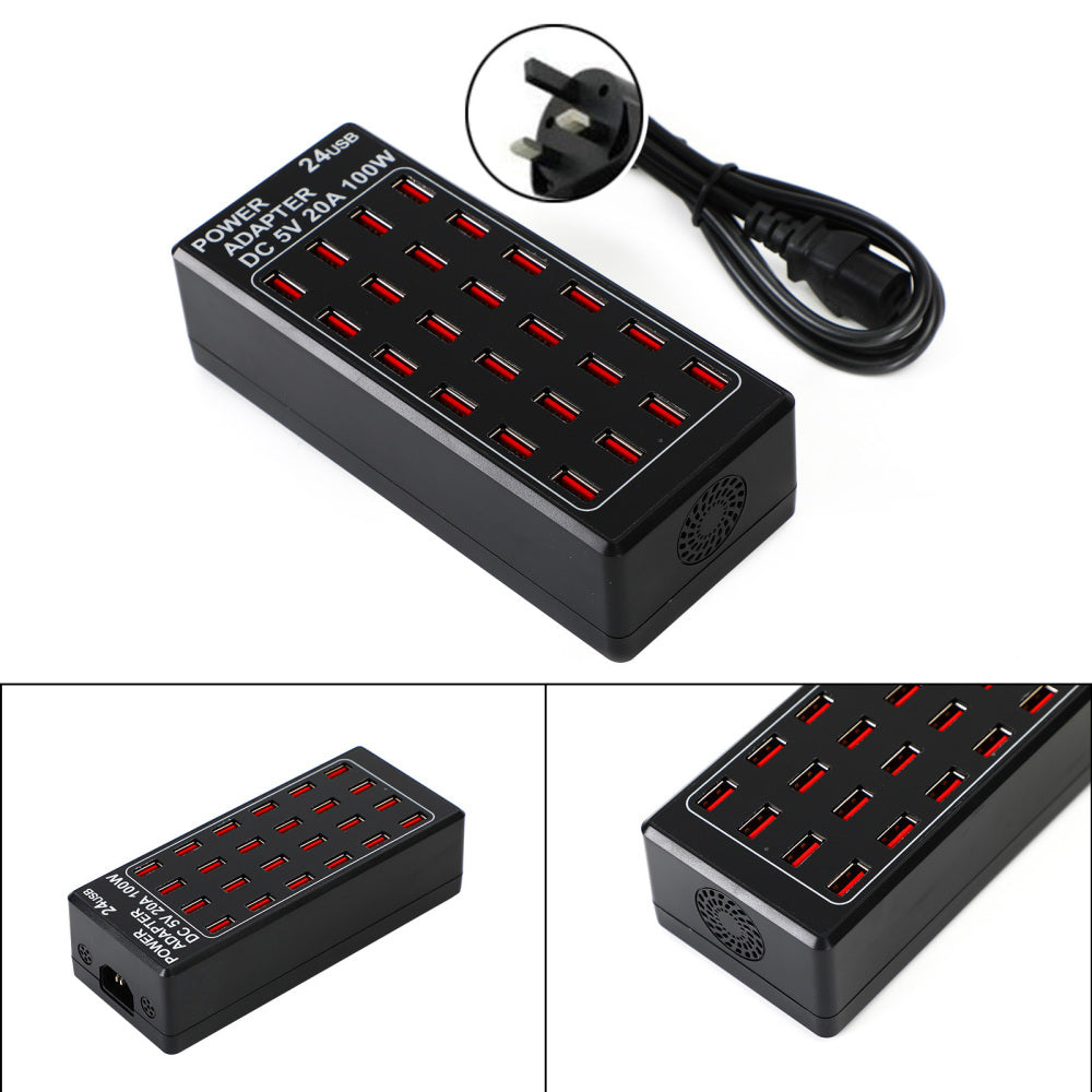 24 Port 100W 20A USB Charging Station Multiple USB Desktop Chargers UK Plug